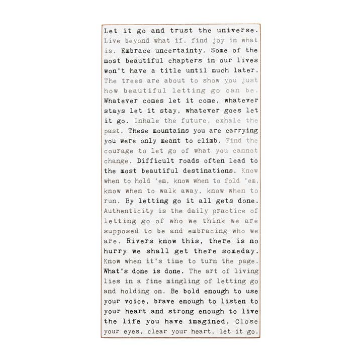 Let it Go - Plaque murale pour machine à écrire pour la vente par Cedar Mountain Studios