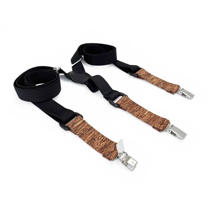 MAY-TIE - Wholesale Suspenders - Men's - MAY-TIE Cork Suspenders | Wood Brown | Iconic Y-Shape