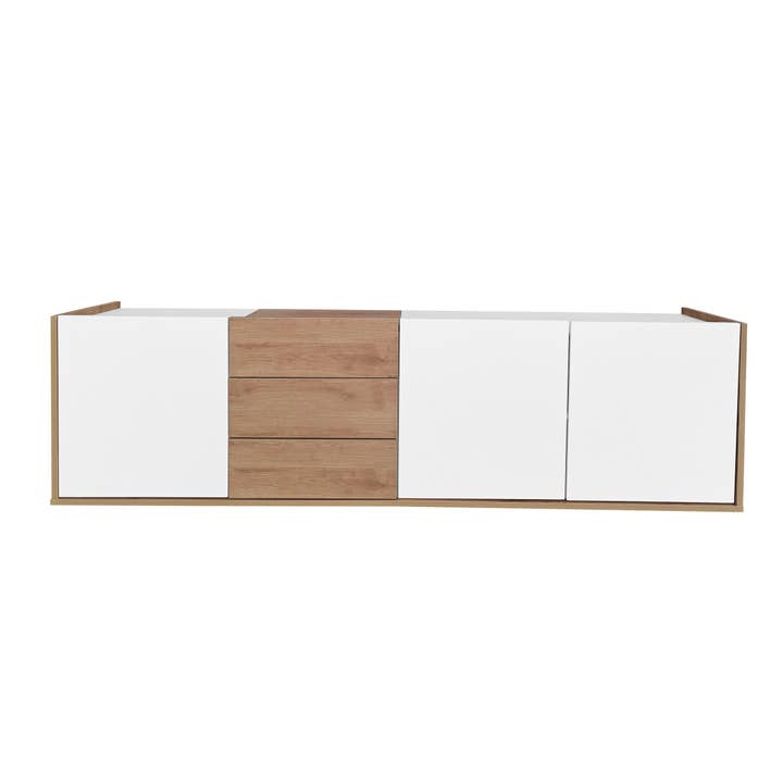 Urban Meuble - Wholesale Console Table - White and wood TV stand with 3 doors and 3 drawers