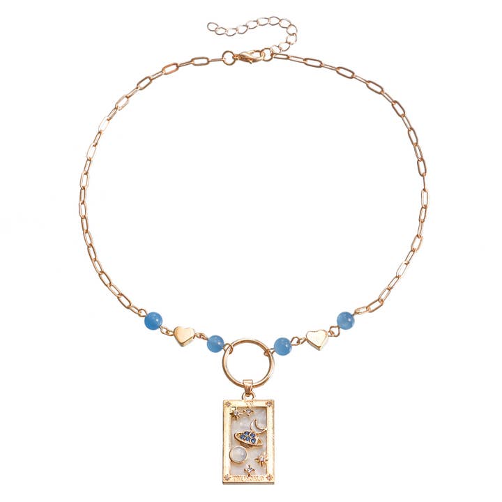 Gemscape UK - Vente Colliers à pendentif - Collier Perlé à Motif Tarot avec Cristal - Bijou Tendance1