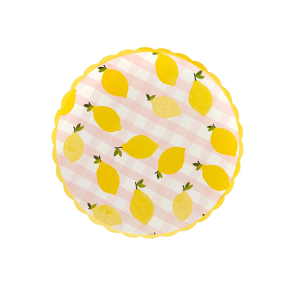 Hootyballoo by Club Green - Wholesale Disposable Plate - Lemon & Gingham Paper Plate 8 Pack1