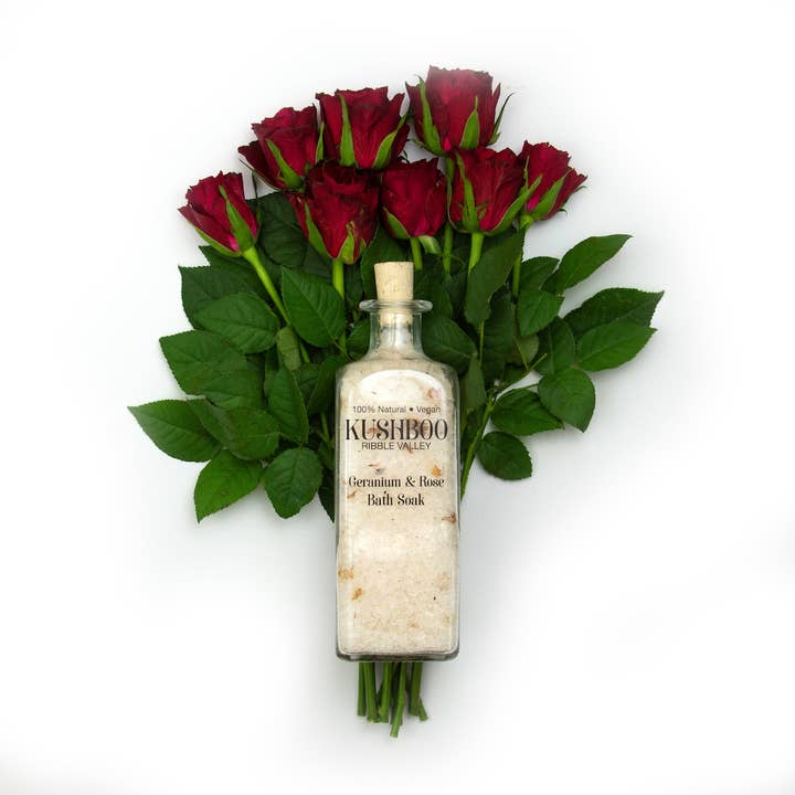 Badzout van geranium en roos (600 g) voor wholesale door Kushboo Soaps & Skincare
