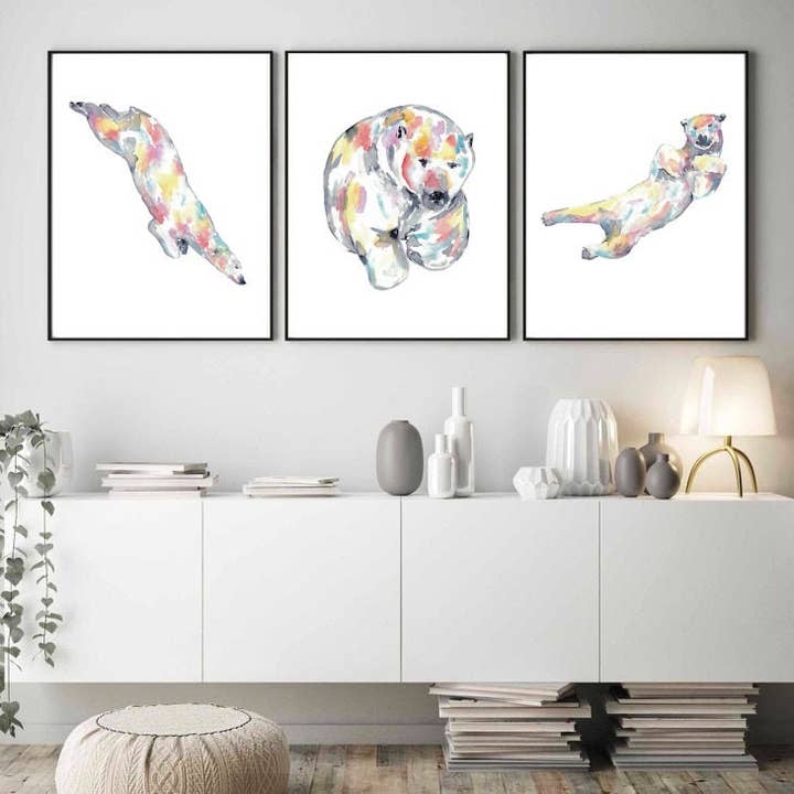 Goodfairyart - Wholesale Gallery Wall Set - Set of 3 Polar Bear Watercolor Painting Print1