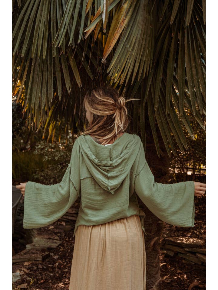 Gardenbelle Shop - Wholesale Hoodie - Unisex - Boho Organic Cotton Bamboo Crop Hoodie, Beachy Witchy Style