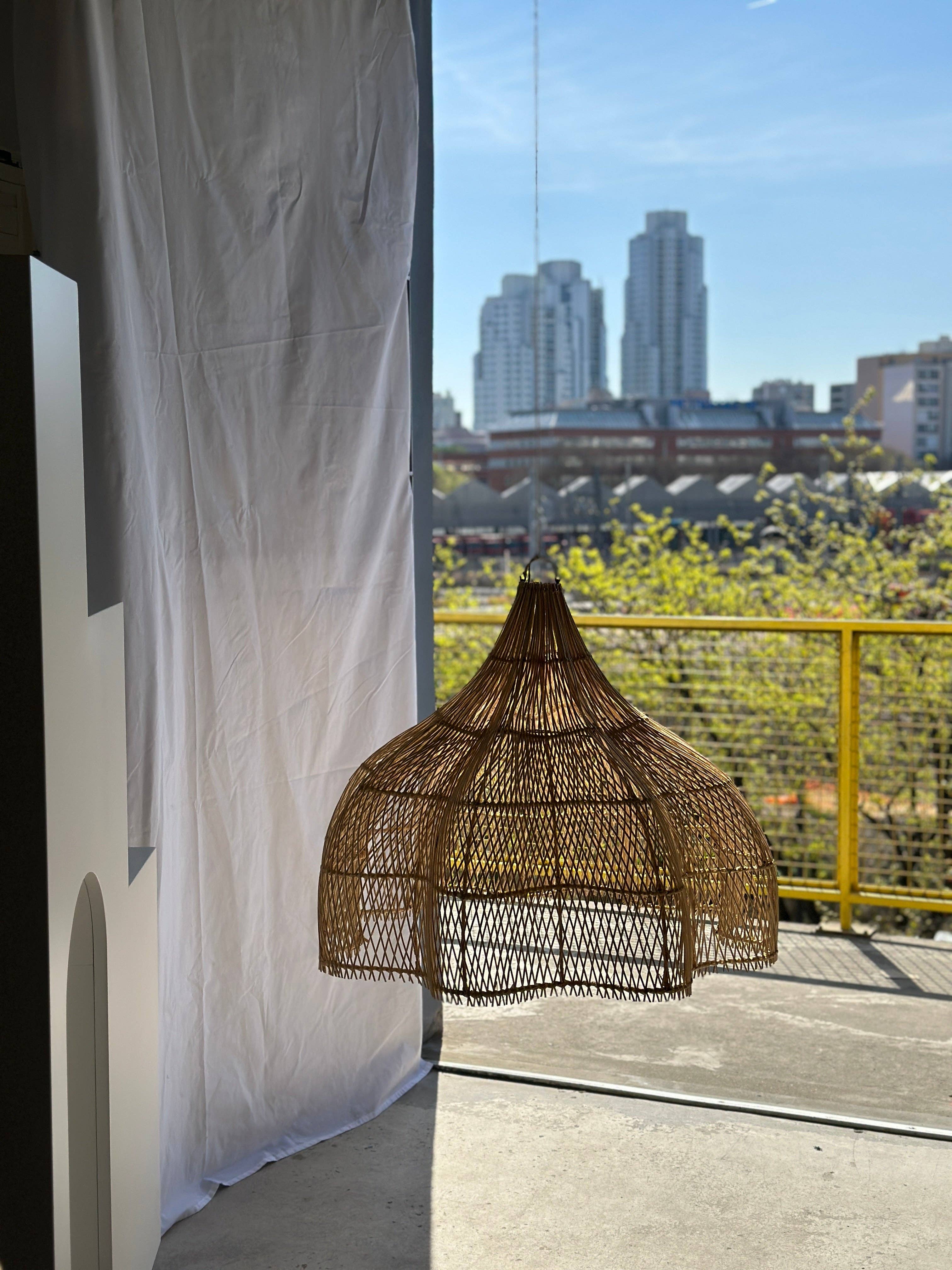 Office Objets - Wholesale Chandelier/Hanging Light - Pendant light, flower-shaped rattan fixture, tulip, corolla H:80cm D80cm23