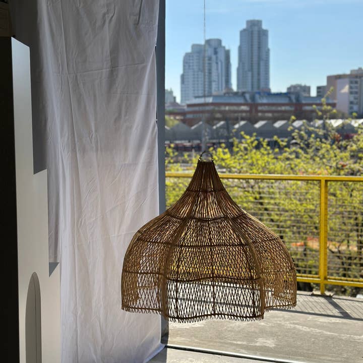 Office Objets - Wholesale Chandelier/Hanging Light - Pendant light, flower-shaped rattan fixture, tulip, corolla H:80cm D80cm23