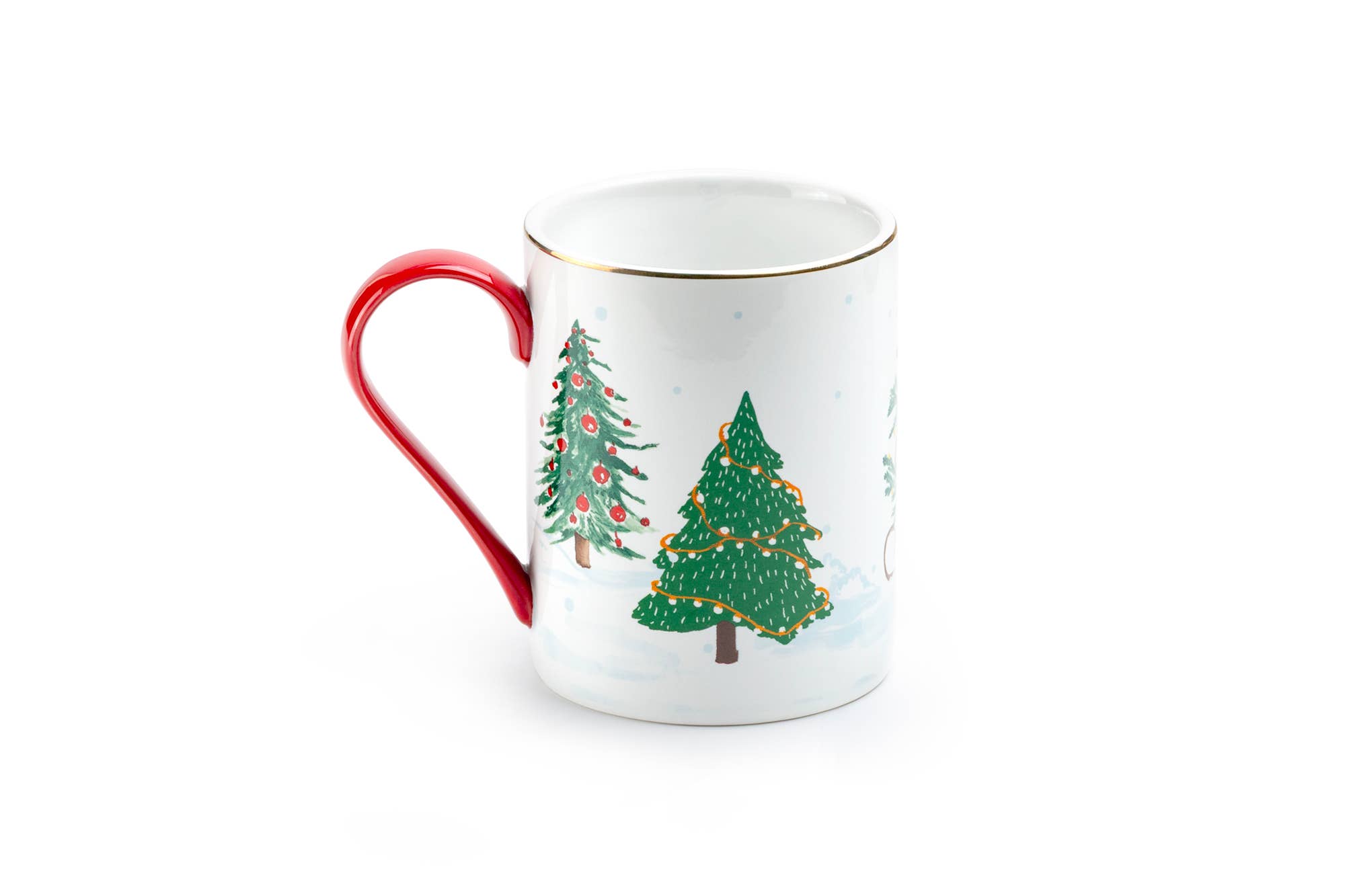 Grace Teaware - Wholesale Coffee Mug - Jolly Snowman 11oz Fine Porcelain Mug with Red Handle2