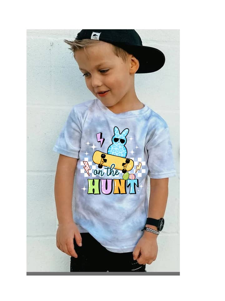 On the hunt easter kids tie dye tee for wholesale by Tiny trendz teez