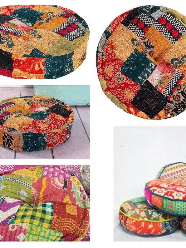 5-teiliges Set, bunte Patchwork-Rundkissenbezug-Kissen für den Großhandel von Bhawana Handicrafts