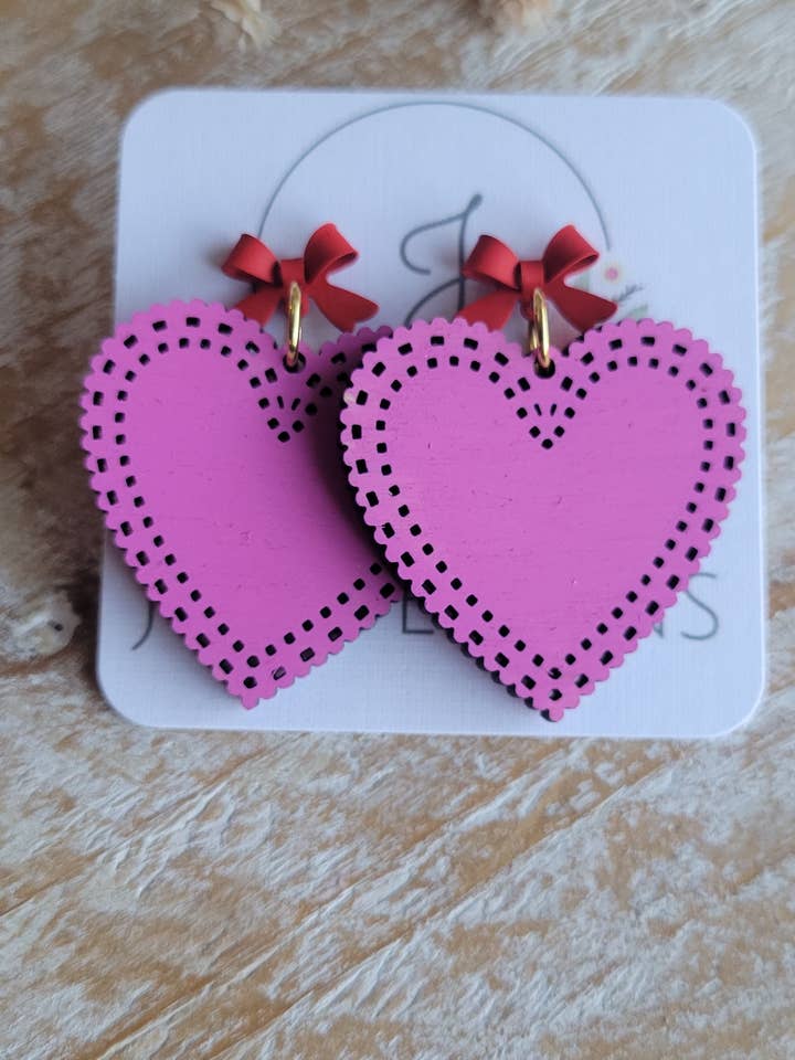 Wood Heart Earrings for wholesale by JEMdesigns