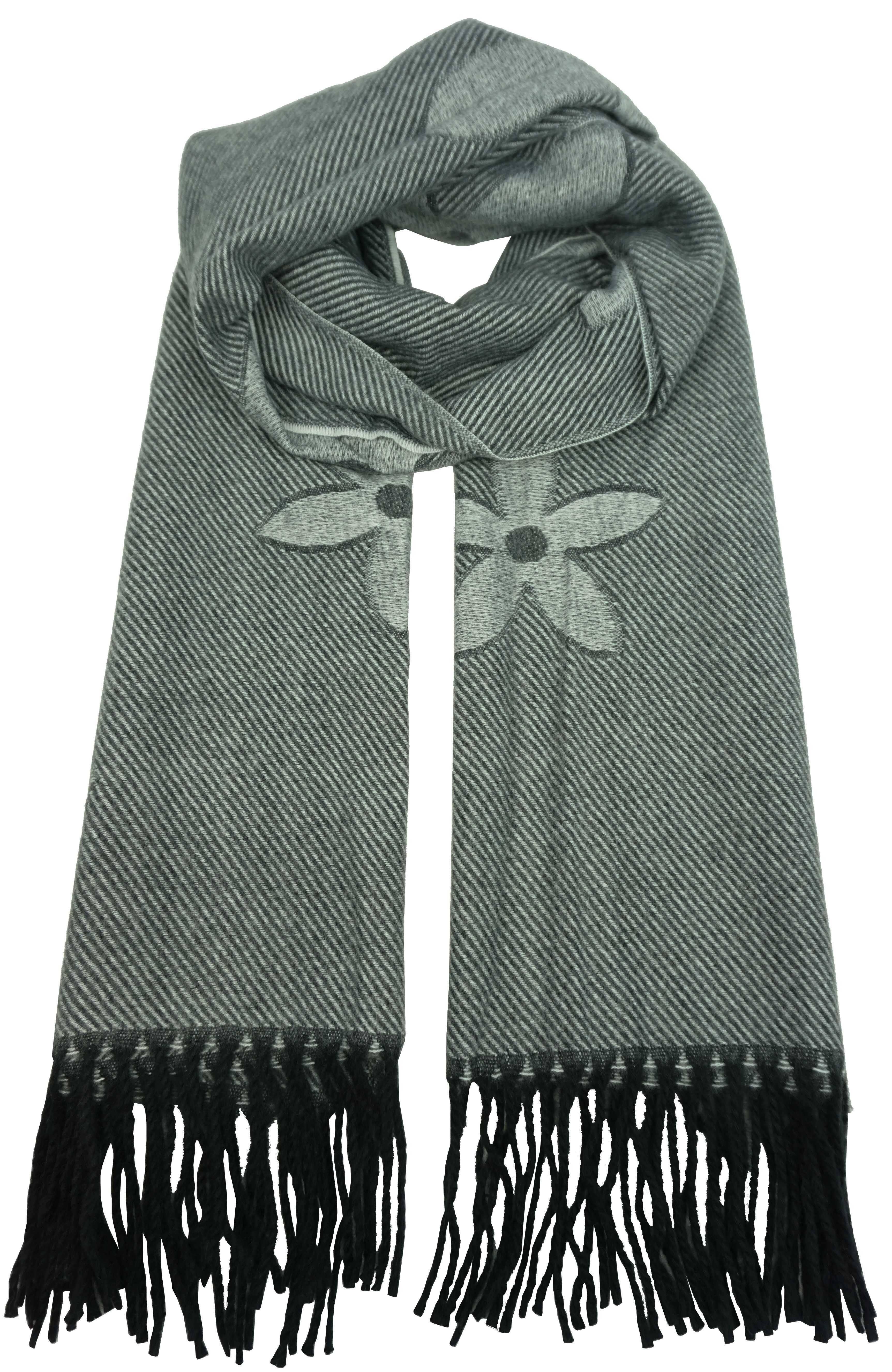 Anais - Vente Écharpe – femme - Echarpe avec franges et fleurs réversible YF59662