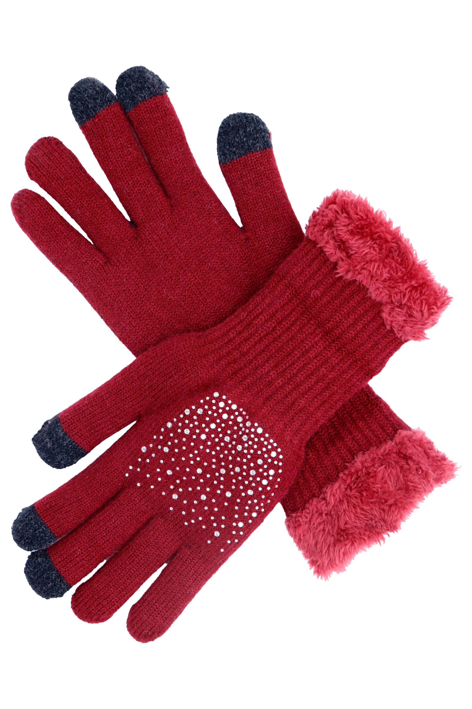 Cap Zone - Wholesale Gloves - Women's - Drizzle Bling Fleece Lined Long Wrist Touchscreen Gloves2