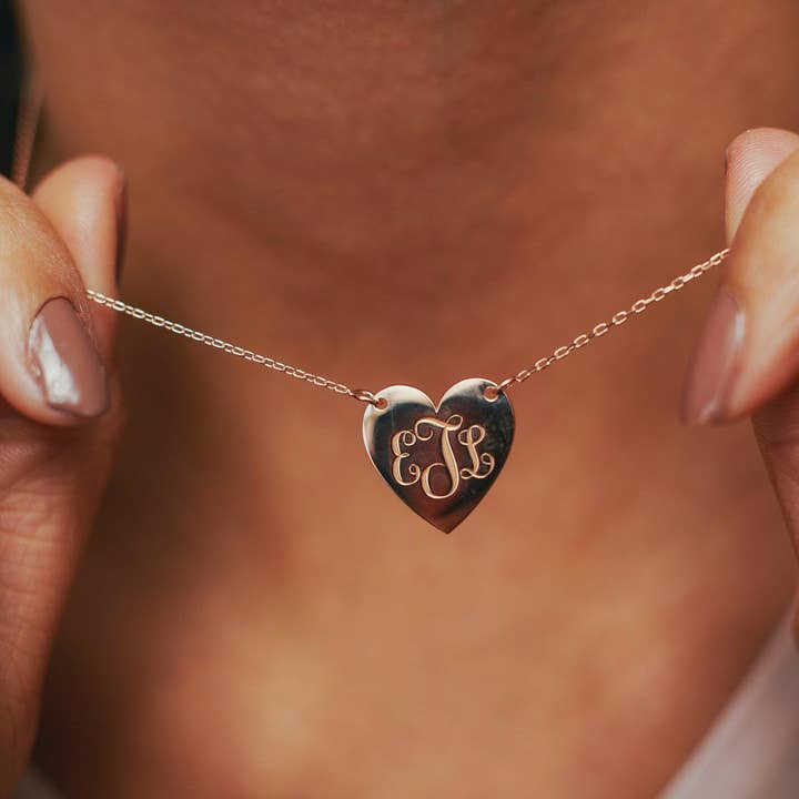 Heart Monogram Necklace for wholesale by Anna Lou of London