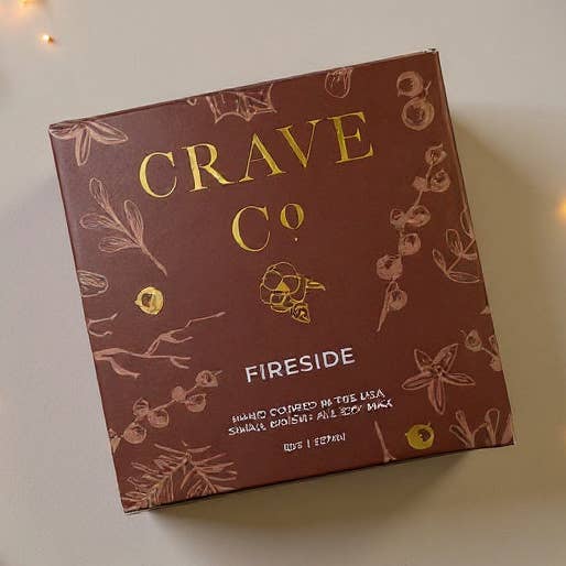 Fireside Box Candle for wholesale by Crave Candle Co. LLC
