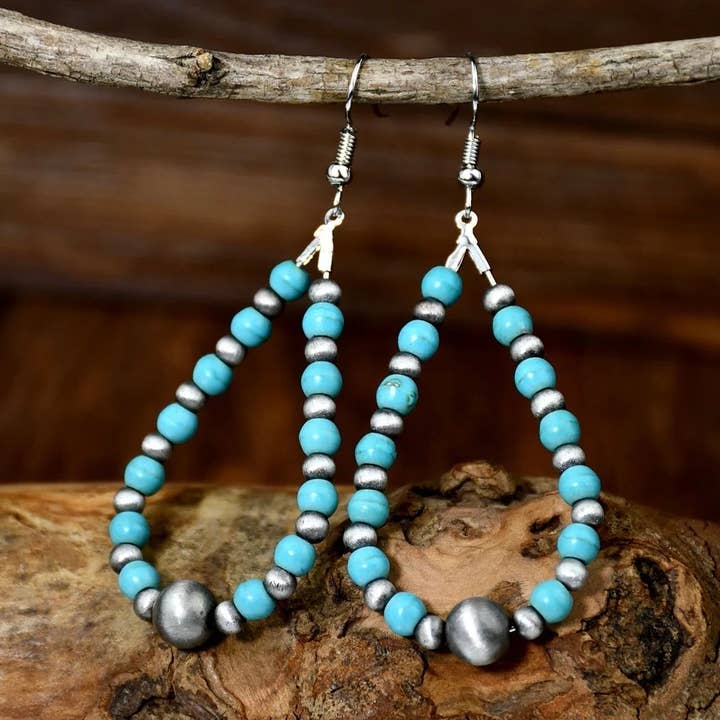 Westrian (Formerly Equipage) - Wholesale Dangle Earrings - Faux Turquoise and Navajo Pearls Earrings