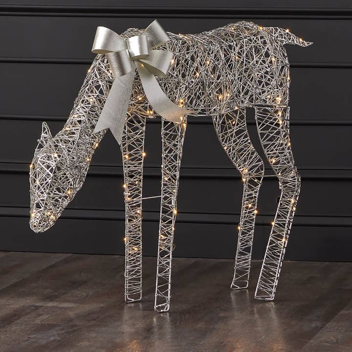 Seasonal LLC - Wholesale Christmas Decoration - Metallic Silver Reindeer with Warm White LED Lights (Plug In) Sold Separately1