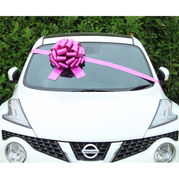 Candi Gifts – wholesale Ribbon – Gift wrapping – 5 x MEGA Giant Car Bow (42cm) & Ribbon - HOLOGRAPHIC PINK