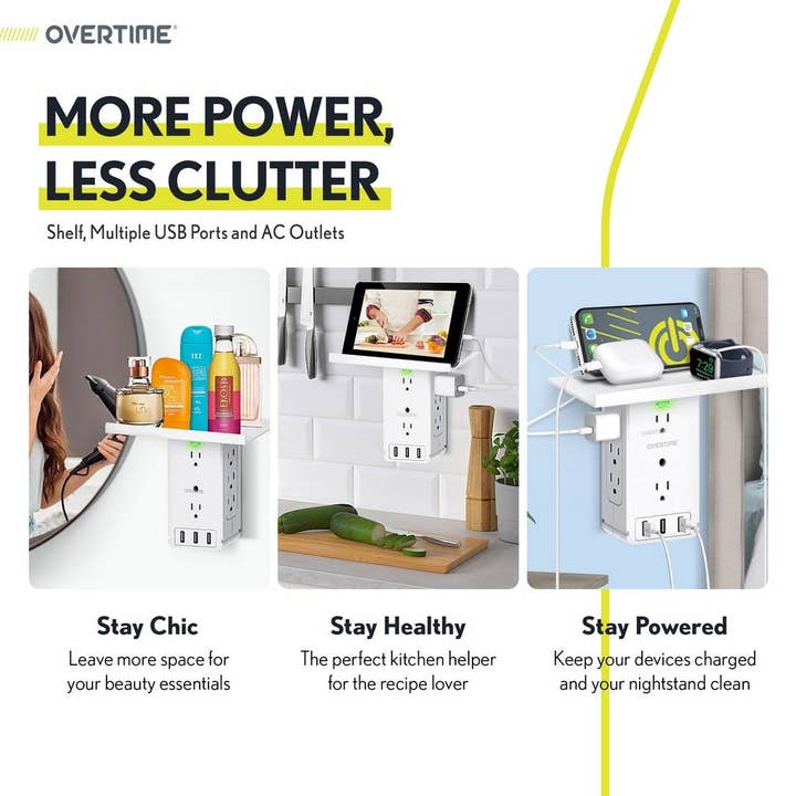 Overtime brands - Wholesale Charging dock - Outlet Shelf 11-Port Wall Charger and Surge Protector