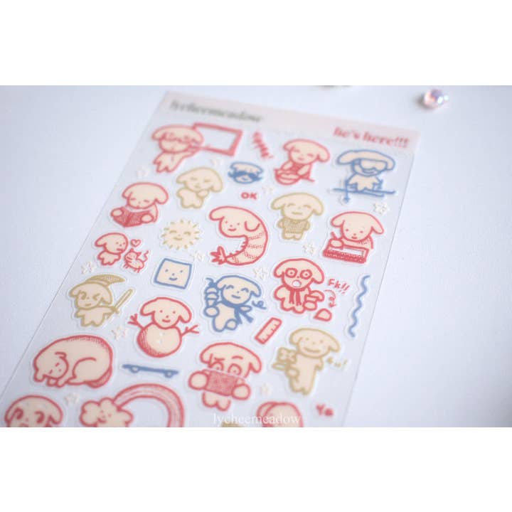 Lycheemeadow - Vente Autocollant - Il est là !!! Feuille d'autocollants transparente6