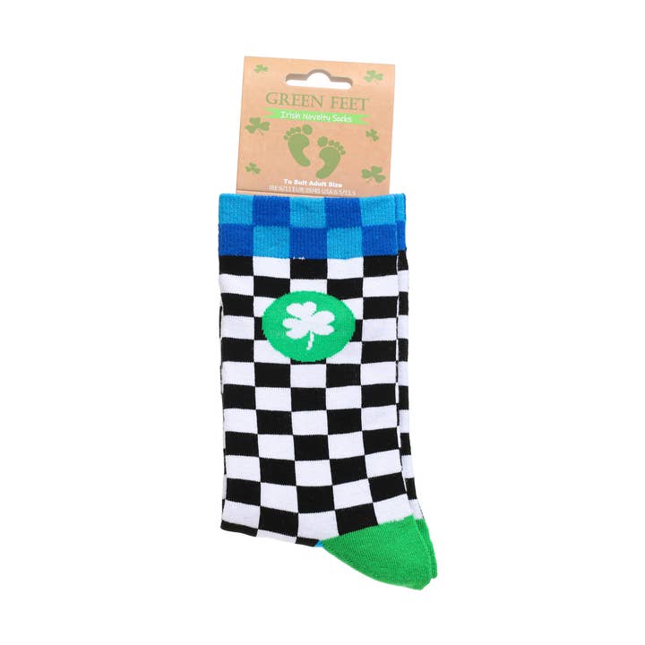 SOC-017 Chequered Socks Black and White for wholesale by Celtic Ore Crafts