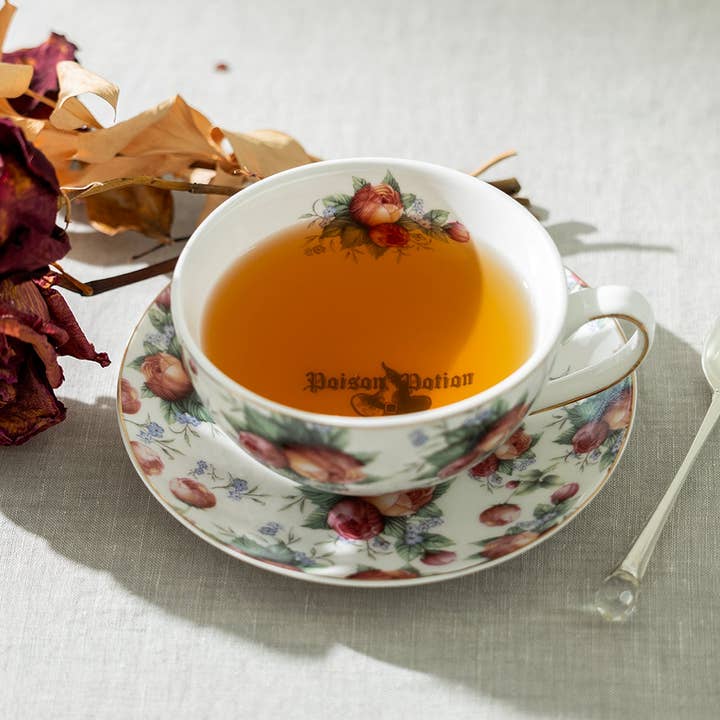 Grace Teaware - Wholesale Coffee/Tea Cup - Poison Potion Floral 8oz Tea Cup and Saucer