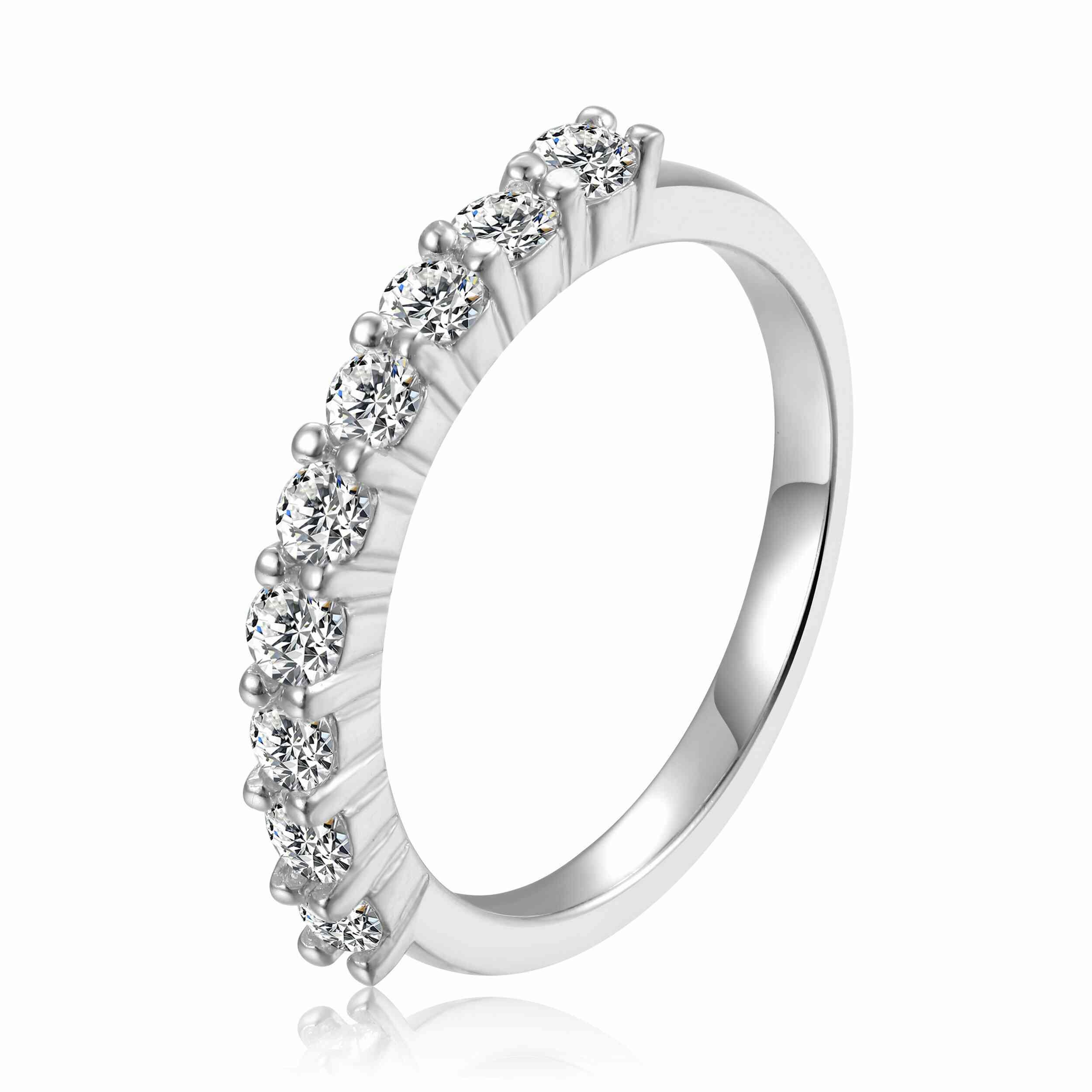 FCJ Jewelry LLC - Wholesale Multi-Stone Ring - Moissanite Half Eternity Ring in Silver – Stackable Ring1