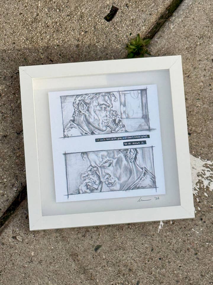 Rivalité enflammée J'AIME TELLEMENT encadré (8x8) pour la vente par Paper 8