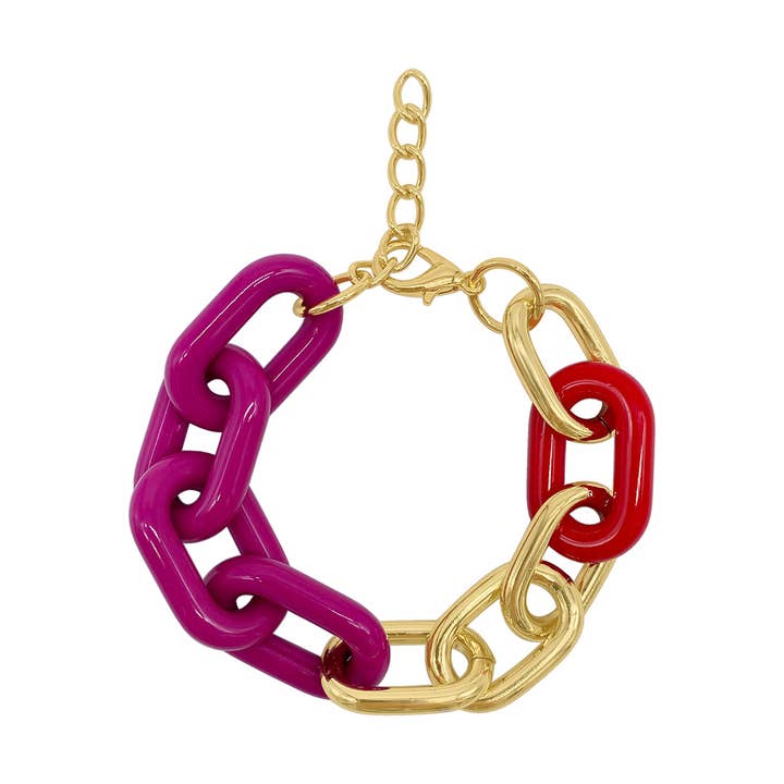 Oversized Color Link Bracelet gold for wholesale by Adornia