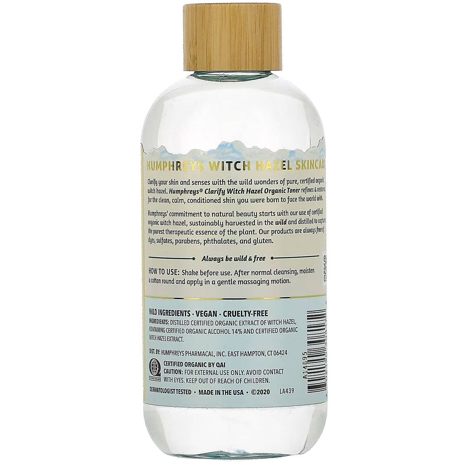 KT Supply - Wholesale Facial Toner - Humphreys Clarify Witch Hazel Organic Toner 8 Oz1
