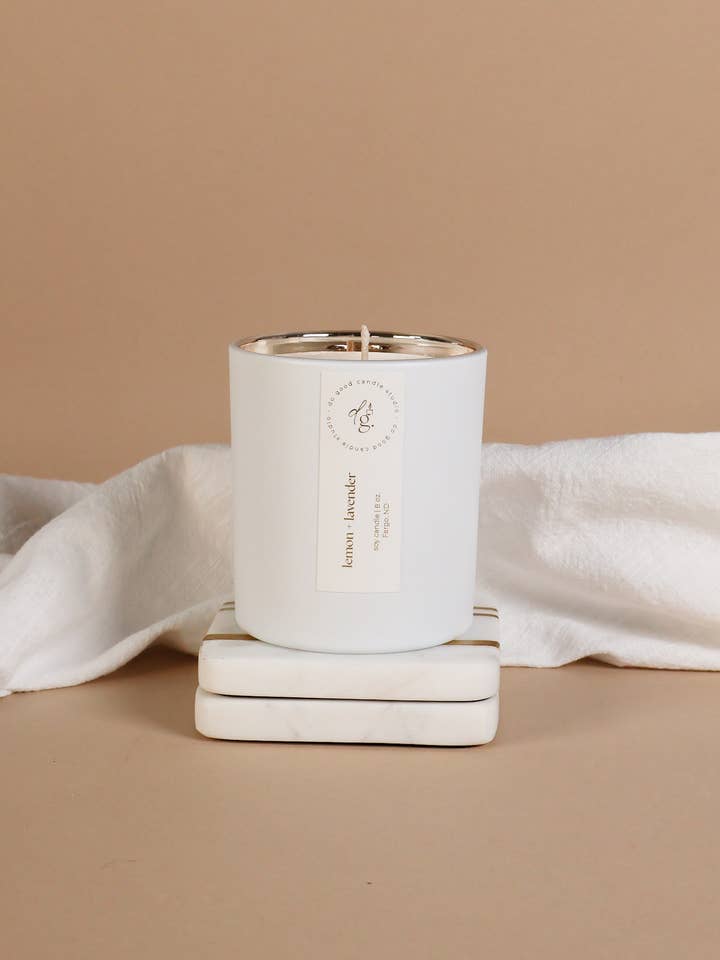 Citron + Lavande | Collection Signature Blanche | Bougie en Cire de Soja pour la vente par Do Good Candle Studio