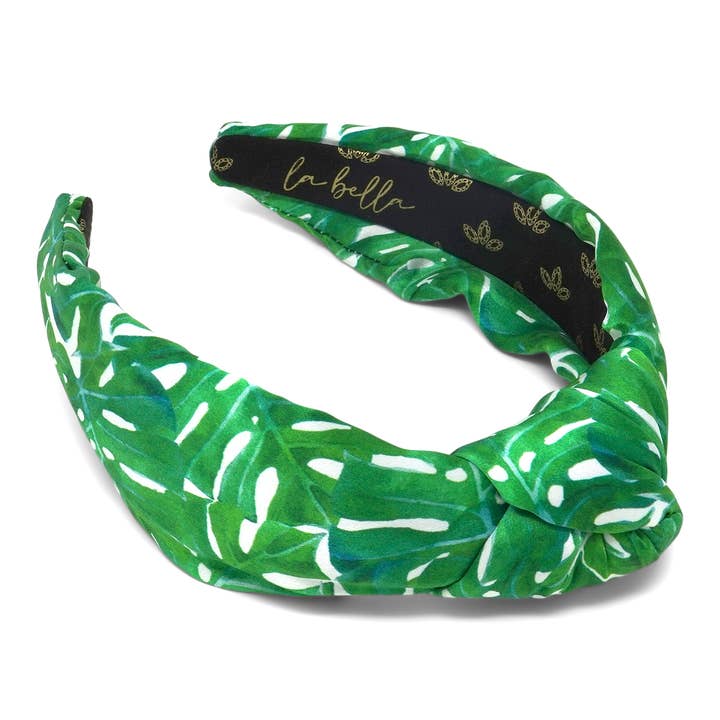 Green Tropical Foliage Silk Headband for wholesale by La Bella