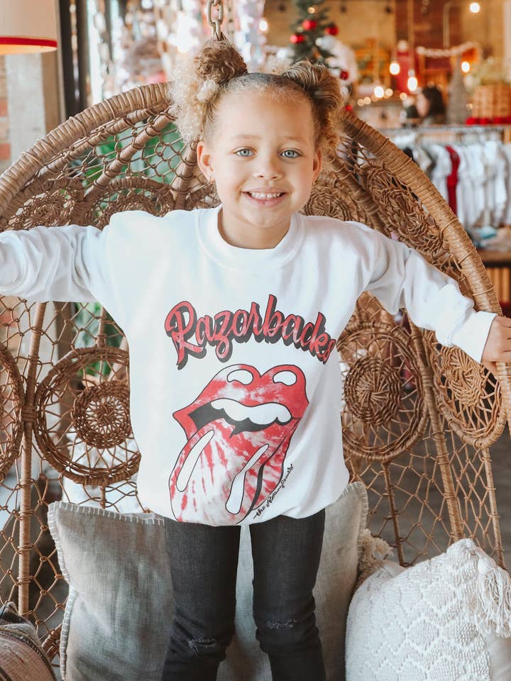 Children's Rolling Stones Razorbacks Tie Dye Lick Sweatshirt for wholesale by LivyLu