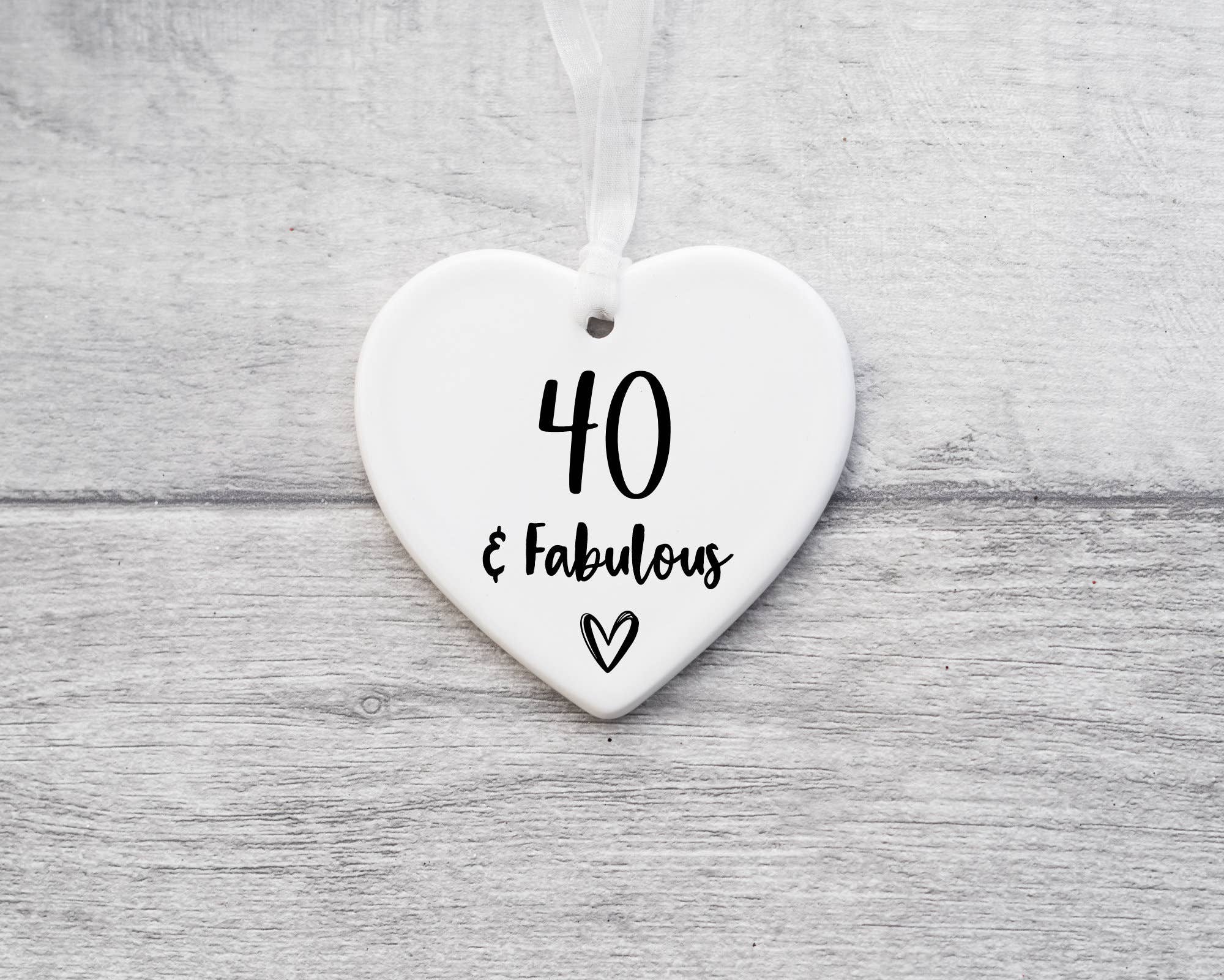 The Gift Club – wholesale Ornament – 40 and Fabulous Ceramic heart Keepsake 0