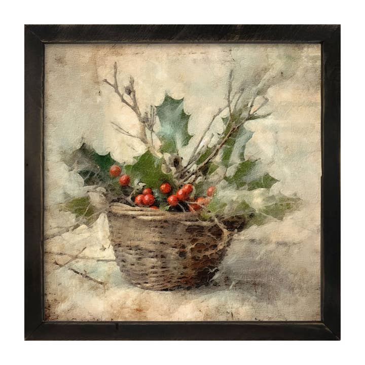 ginger blue - Wholesale Art Print - Basket- holly berries6
