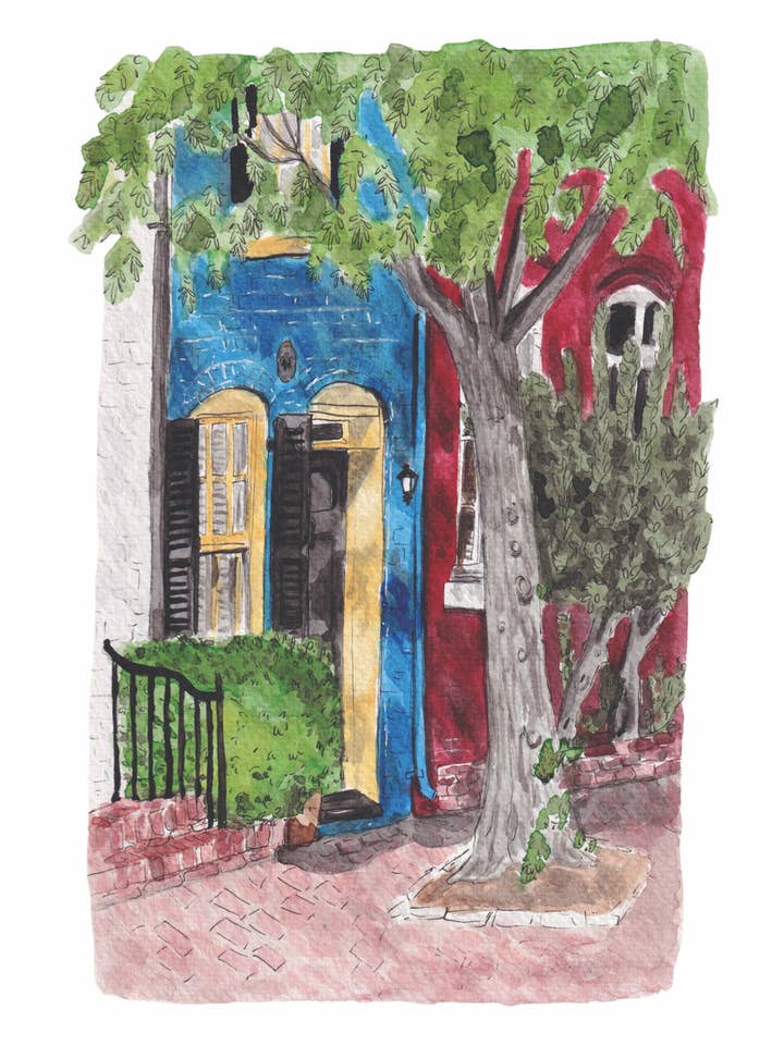 Spite House, impression aquarelle d'Alexandrie pour la vente par Alexandra Schmeling Fine Art