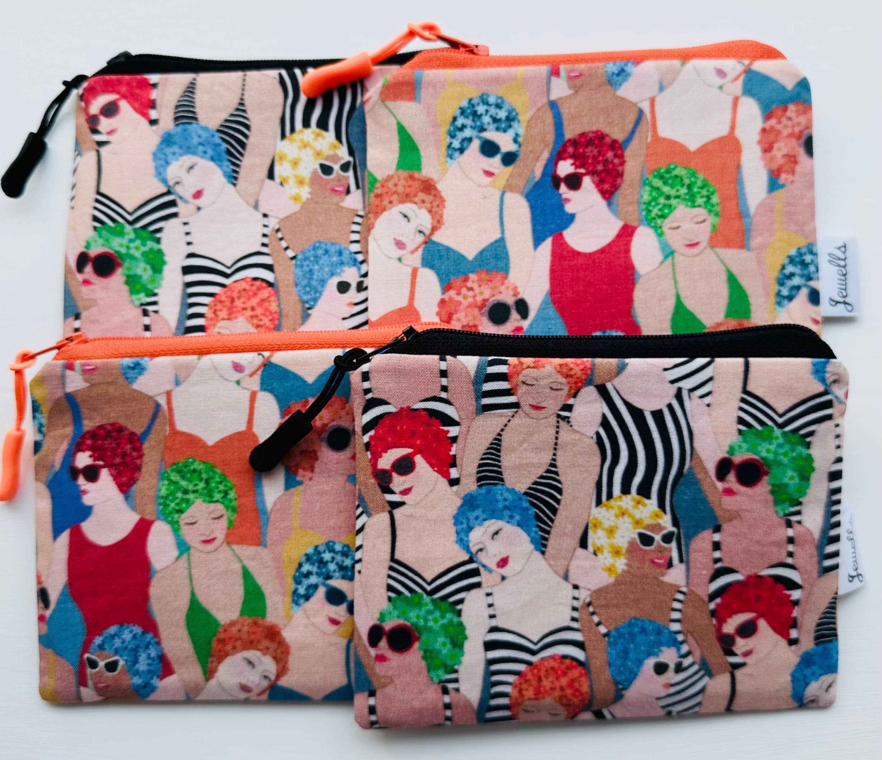 Jewells - Vente Pochette – femme - Pochette en tissu rétro avec motif bonnet de bain, unie ou rayée7