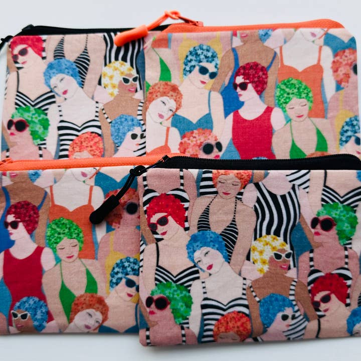 Jewells - Vente Pochette – femme - Pochette en tissu rétro avec motif bonnet de bain, unie ou rayée7