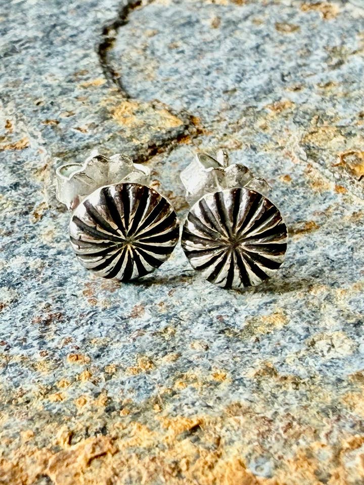 Silver Mini Concho Post Earrings for wholesale by Wild Mountain Soul Designs