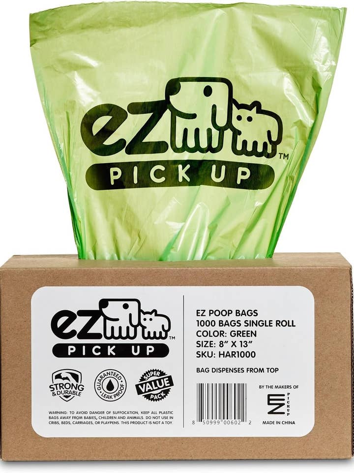EZ Pickup 1000 Count Dog Waste Poop Bags for wholesale by Focus Poly | Bark+