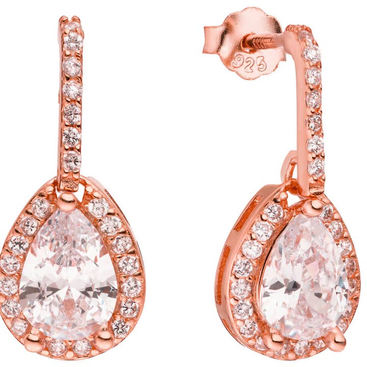 Boucles d'oreilles pendantes en argent 925 - rose pour la vente par Style Republic - Carsten Maletz