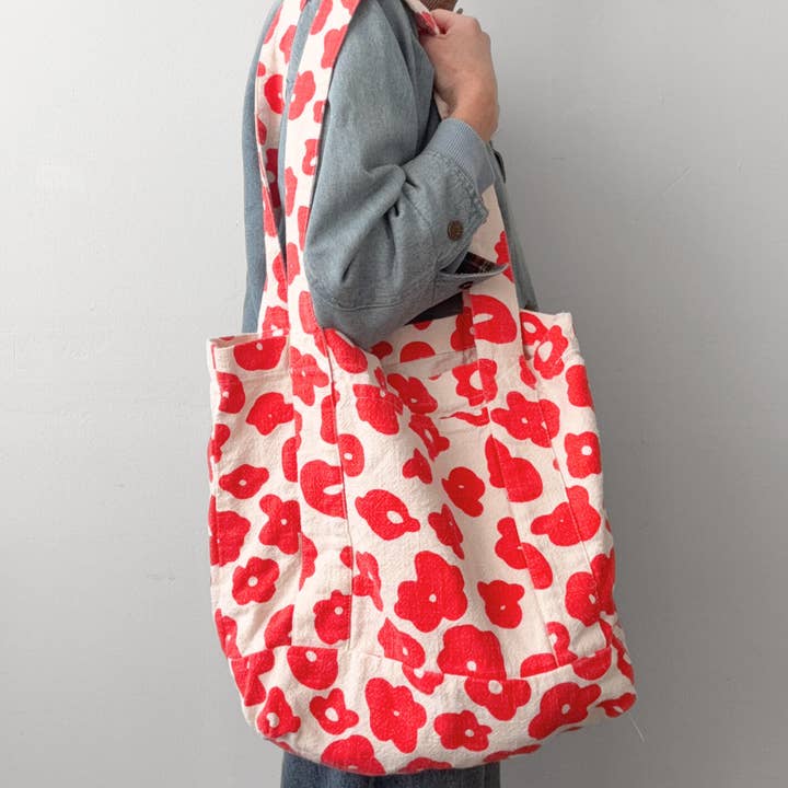 The Medium Sloppy Tote - Celeste - Saffron - Cream for wholesale by Jenny Pennywood