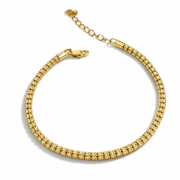 14K Gold Plated Brass 19.5+4 cm 4 mm Bracelet for wholesale by DV Jewel