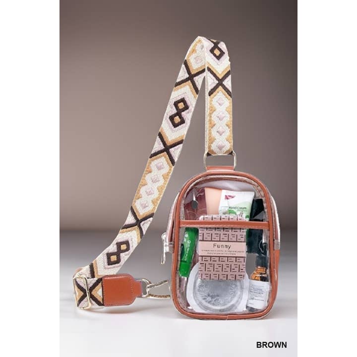 42POPS - Wholesale Crossbody Bag - Women's - ",, SI-26027 Clear Sling Bag With Guitar Strap2