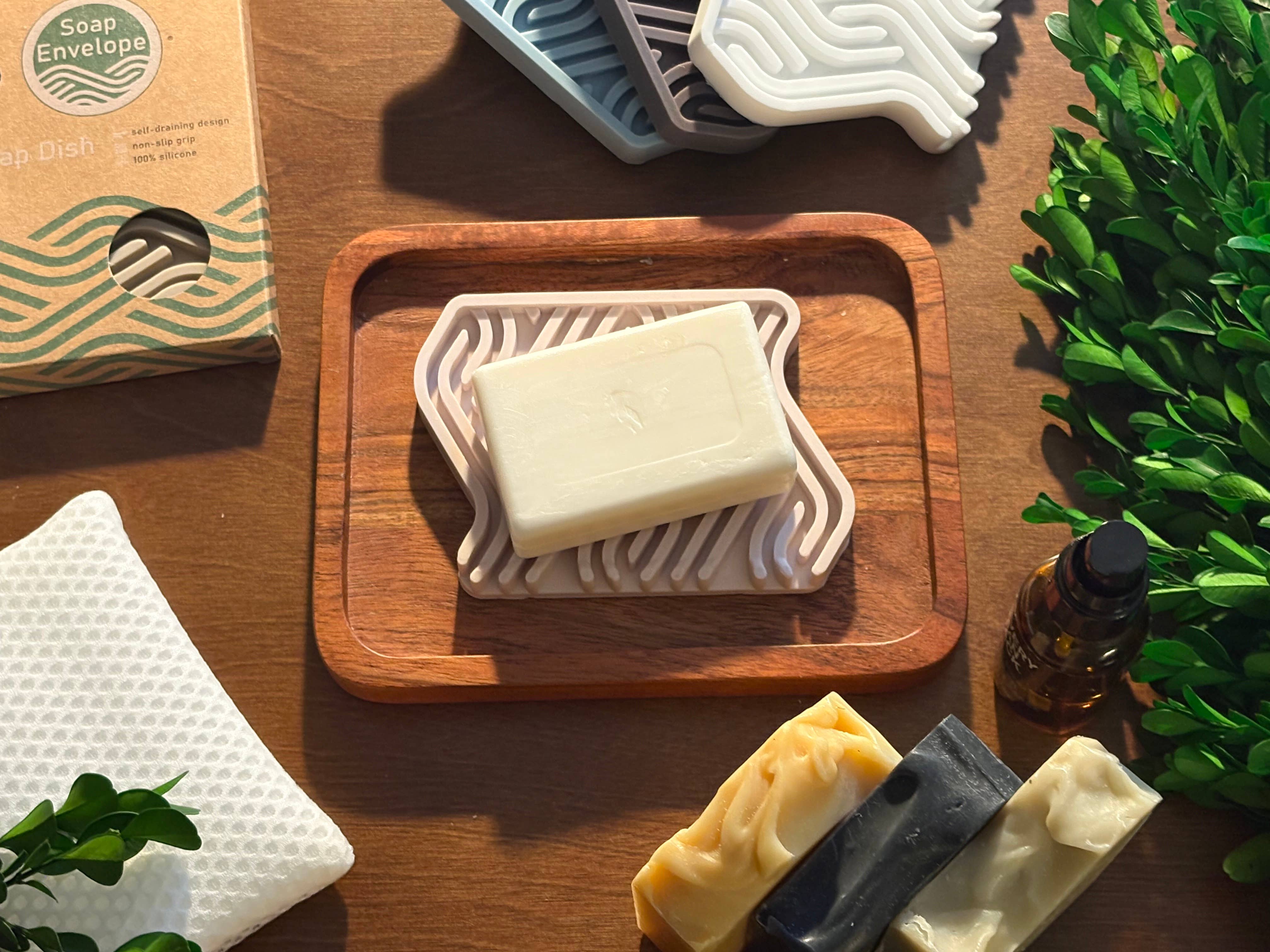 Multi Colored Soap Dish (Blue/Taupe/Pink) - Premium Silicone Soap Tray for wholesale on Faire3