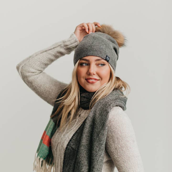 Pretty Simple - Wholesale Beanie - Women's - Fine Knit Angora Fur Pom Slouchy BeanieÂ
