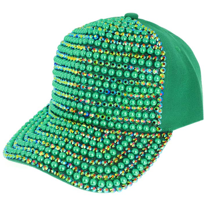 SP Sophia Collection - Wholesale Baseball Cap - Women's - Iridescent Rhinestone & Pearl Bling Baseball Cap9
