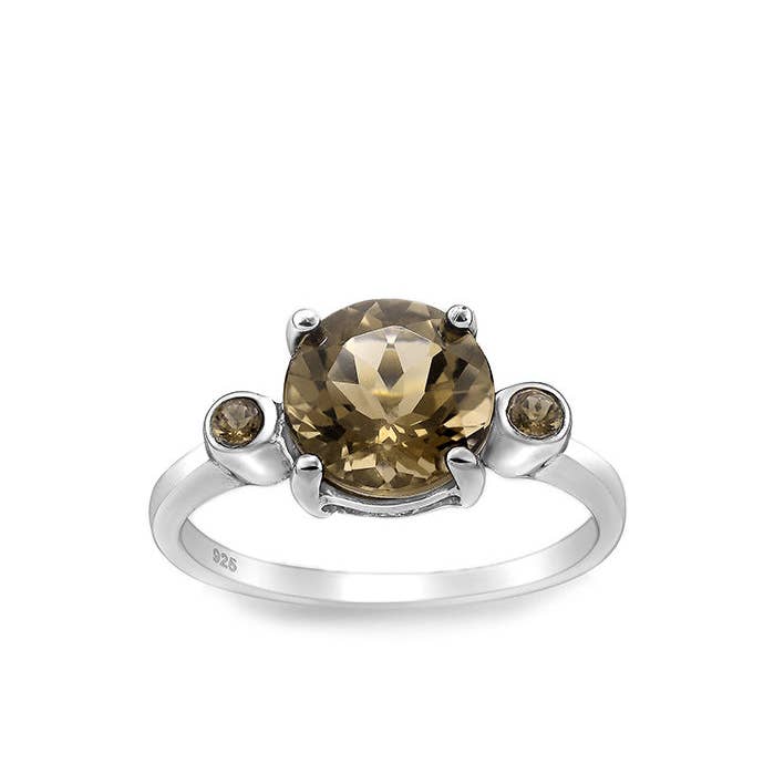 9mm Smokey Quartz Trio Ring for wholesale by Silver Queen Jewellery