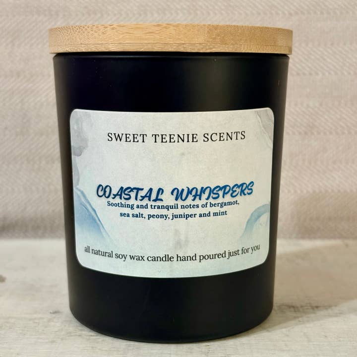Coastal Whispers Soy Candle - Black Matte Glass for wholesale by Sweet Teenie Scents