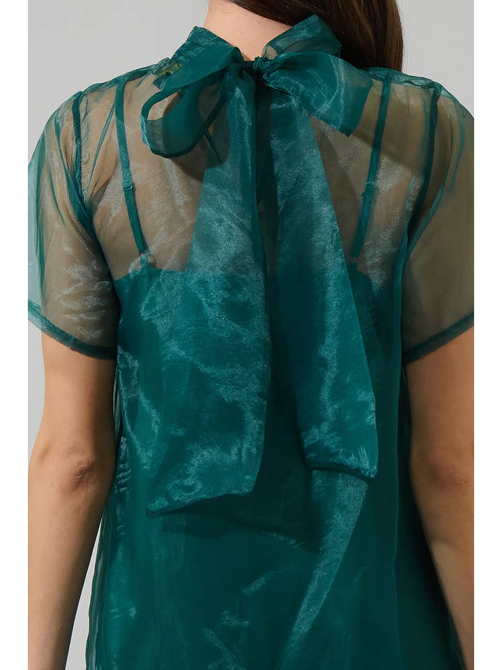 Emerald Berny Organza Mock Neck Mini Dress for wholesale on Faire4