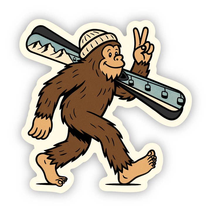 Bigfoot Skier Sticker | Ski Sticker | Waterdicht voor wholesale door Jones Sticker Co
